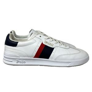 Polo Ralph Lauren Sneakers Mens 8.5 White Heritage Aera Lace-Up Striped Nautical